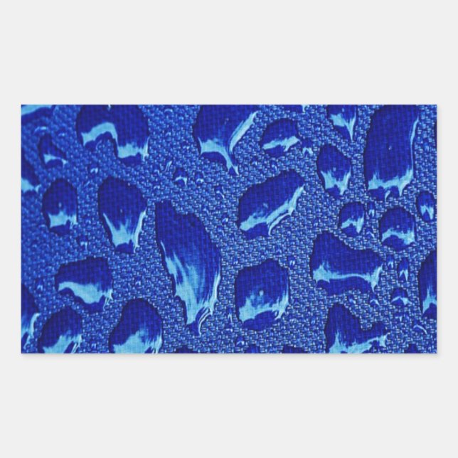 Deep Blue Water Droplets Rectangular Sticker (Front)