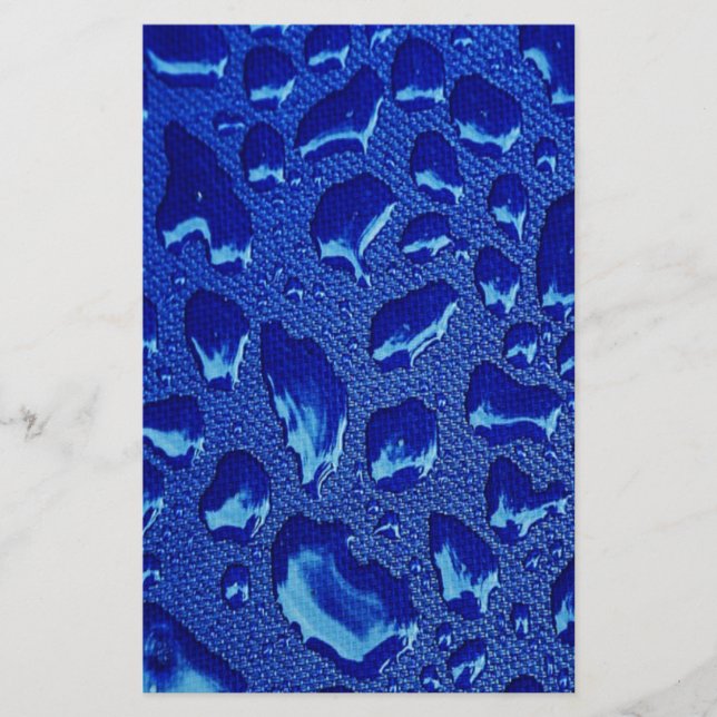 Deep Blue Water Droplets Stationery (Front)