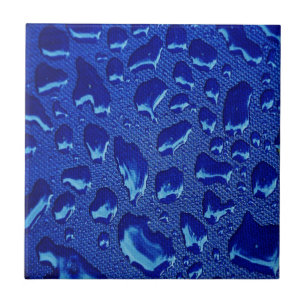 Deep Blue Water Droplets Tile
