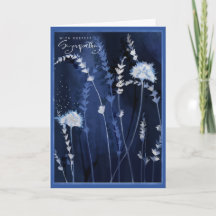 Deep Blue Watercolor Floral Meadow Sympathy Card
