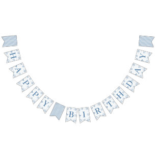 Deep Blue Watercolor Ocean Birthday Banner