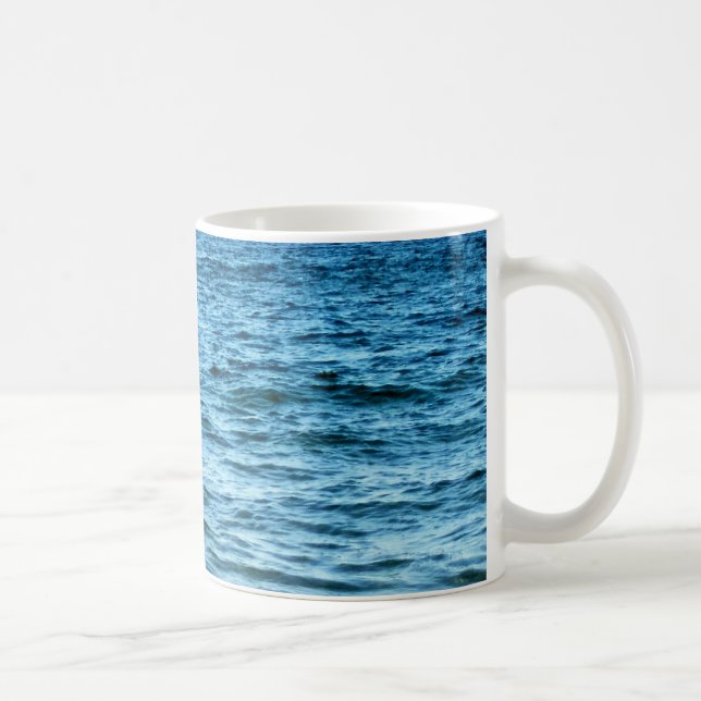 Deep Blue Waves Against Bright Sky Coffee Mug (Right)