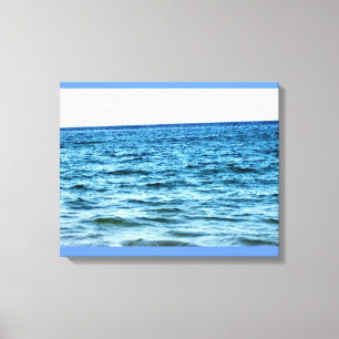 Deep Blue Waves Rising Towards White Sky Canvas Print