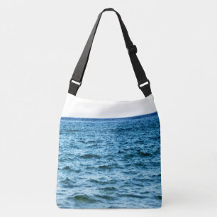 Deep Blue Waves Under Bright Coastal Sky Crossbody Bag