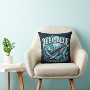 DEEP BLUE Whale Ocean Adventure Cushion