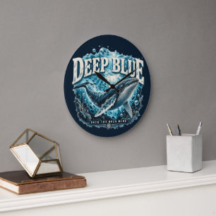 DEEP BLUE Whale Ocean Adventure  Large Clock
