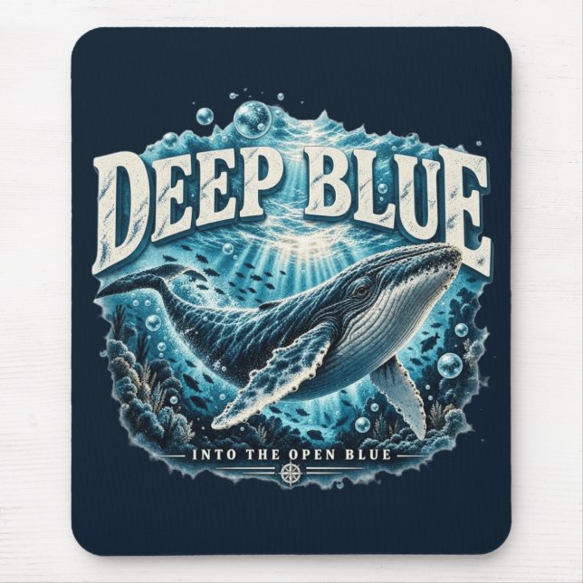 DEEP BLUE Whale Ocean Adventure  Mouse Mat (Front)
