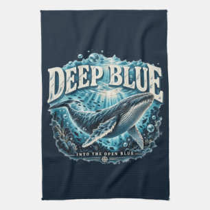 DEEP BLUE Whale Ocean Adventure Tea Towel