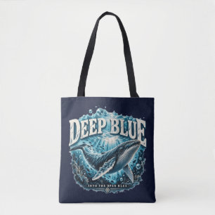 DEEP BLUE Whale Ocean Adventure Tote Bag