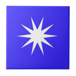 Deep Blue White Star Tile