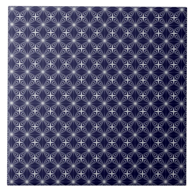 deep blue with grey arabesque tile (Front)
