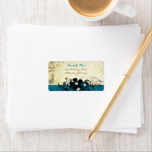 Deep Blueberry Musical Flower Swirl RSVP Response Label