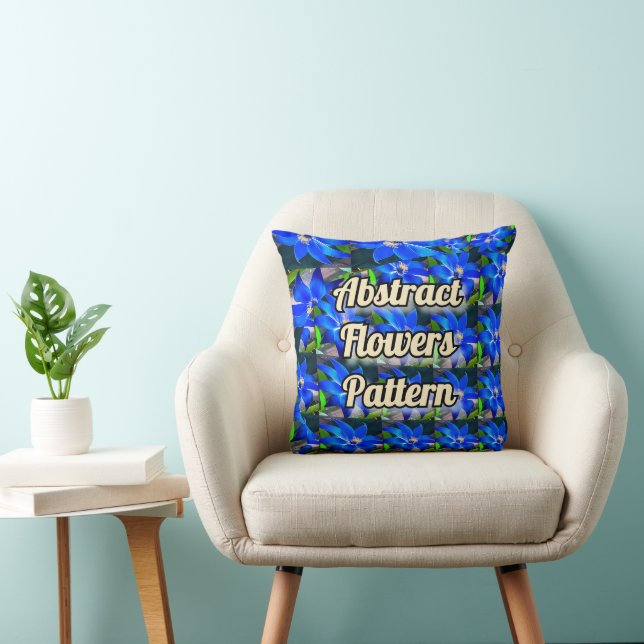 Deep Bluish Flowers Pattern Cushion (Chair)