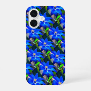 Deep Bluish Flowers Pattern iPhone 16 Case