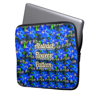 Deep Bluish Flowers Pattern Laptop Sleeve