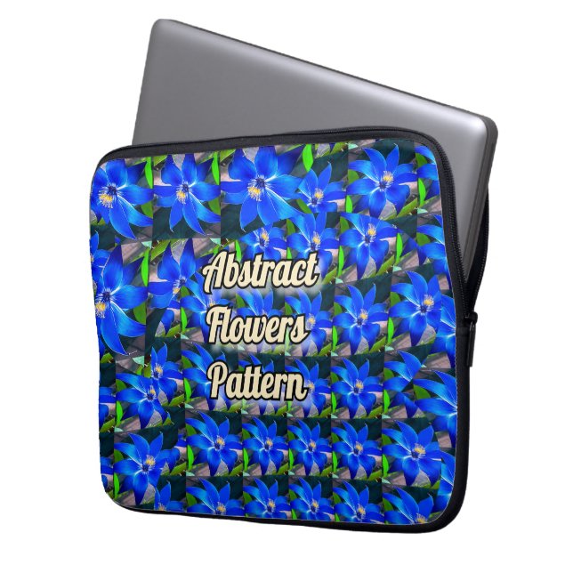 Deep Bluish Flowers Pattern Laptop Sleeve (Front Left)