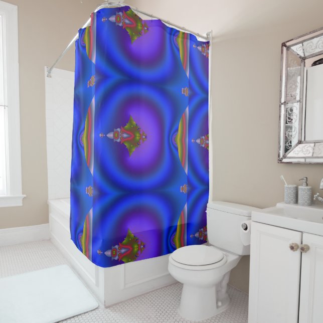 Deep Bluish Fractal Shower Curtain (In Situ)