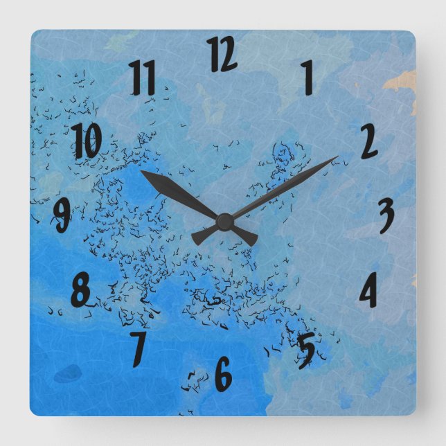 Deep Bluish Pastel Sky Square Wall Clock (Front)
