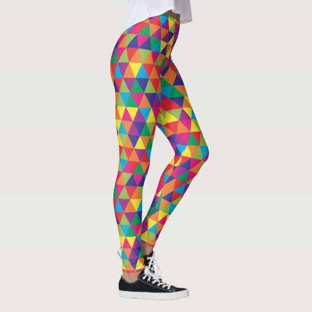 Deep Bright Triangles - Modern Abstract Pattern Leggings (Right)