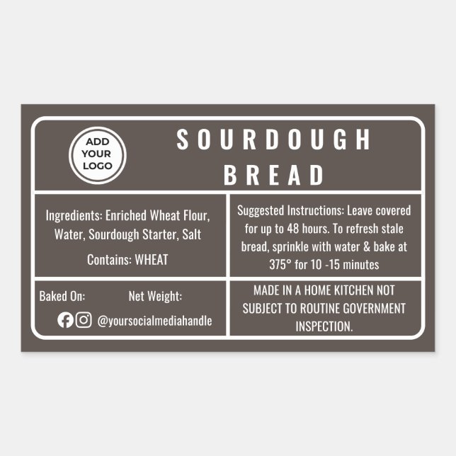 Deep Brown Cottage Law  Sourdough Bread Label (Front)