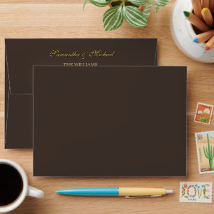 Deep Brown & Gold Return Address Envelope