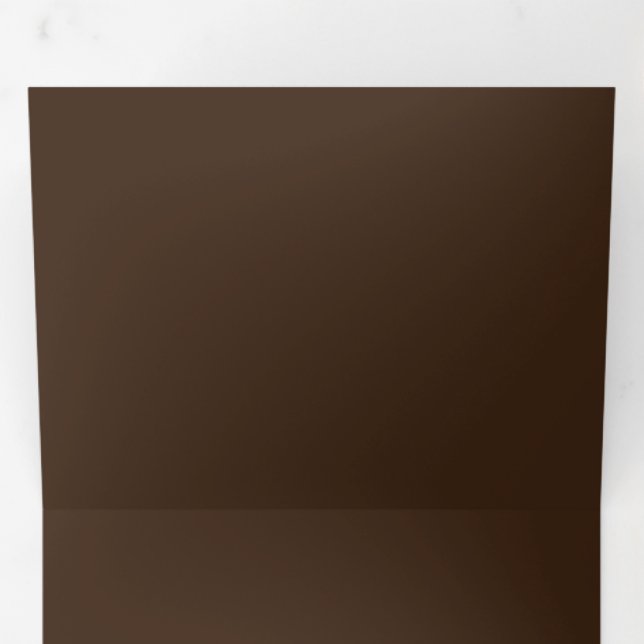 Deep Brown Solid – Minimalist Rustic Background Tri-Fold Invitation (Inside First)