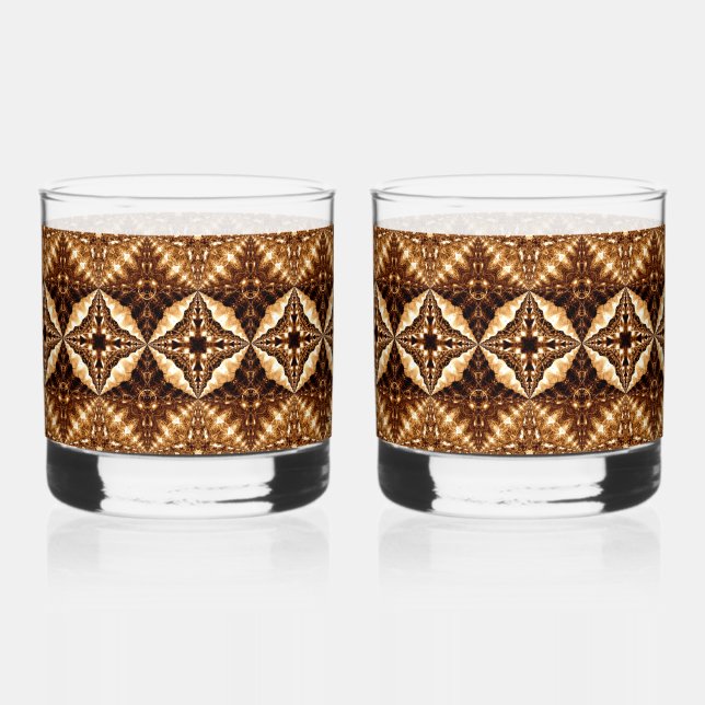 Deep Brown Stars Drinkware Set Whiskey Glass (Front)