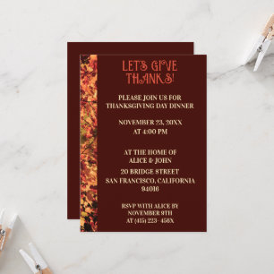 Deep Brown Thanksgiving Dinner Autumn Feast  Invitation