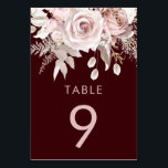 Deep Burgundy & Blush Floral Wedding Reception Table Number<br><div class="desc">Deep Burgundy & Blush Floral Wedding Reception Wedding Table Number

See Niche and Nest store for Set.</div>