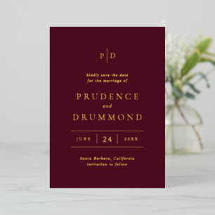 Deep Burgundy Classic Wedding Foil Save the Date