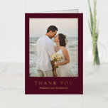 Deep Burgundy Classic Wedding Foil Thank You Card<br><div class="desc">Classic style foil wedding thank you card featuring a simple yet elegant design in a deep burgundy color that is perfect for a fall wedding or a winter / Christmas wedding.  Use the template to easily add your favorite photo.</div>