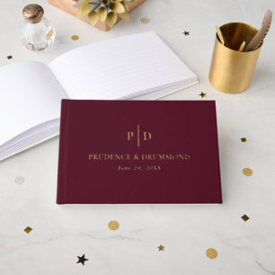 Deep Burgundy Elegant Classic Wedding Guest Book