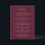 Deep Burgundy Elegant Classic Wedding Menu<br><div class="desc">Classic style wedding menu featuring a simple yet elegant design in a deep burgundy color that is perfect for a fall wedding or a winter / Christmas wedding.  Use the template to add a photo or remove it in the design editing tool.</div>