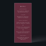 Deep Burgundy Elegant Classic Wedding Menu<br><div class="desc">Classic style wedding menu featuring a simple yet elegant design in a deep burgundy color that is perfect for a fall wedding or a winter / Christmas wedding.  Use the template to add a photo or remove it in the design editing tool.</div>