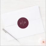 Deep Burgundy Elegant Classic Wedding Round Sticker<br><div class="desc">Classic style wedding candy stickers featuring a simple yet elegant design in a deep burgundy colour that is perfect for a fall wedding or a winter / Christmas wedding.</div>