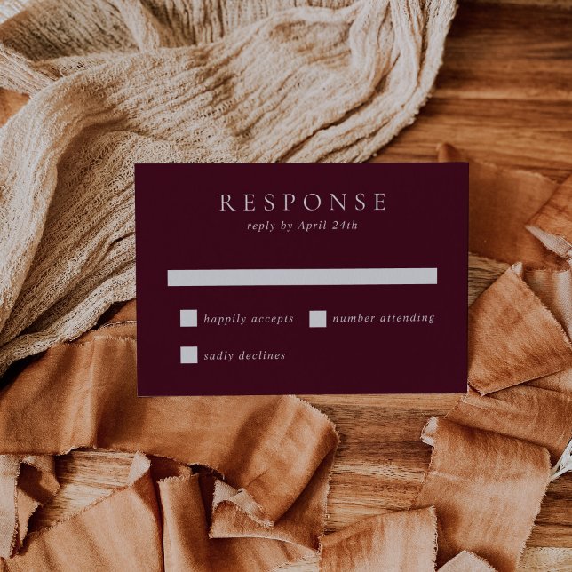 Deep Burgundy Elegant Classic Wedding RSVP Card (Creator Uploaded)