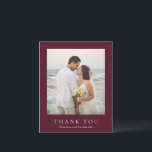 Deep Burgundy Elegant Classic Wedding Thank You<br><div class="desc">Classic style budget wedding thank you card featuring a simple yet elegant design in a deep burgundy color that is perfect for a fall wedding or a winter / Christmas wedding.  Use the template to easily add your favorite photo.</div>