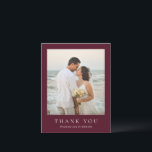Deep Burgundy Elegant Classic Wedding Thank You Card<br><div class="desc">Classic style wedding thank you card featuring a simple yet elegant design in a deep burgundy color that is perfect for a fall wedding or a winter / Christmas wedding.  Use the template to easily add your favorite photo.</div>