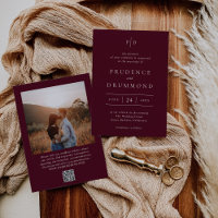 Deep Burgundy Elegant QR Code Classic Wedding