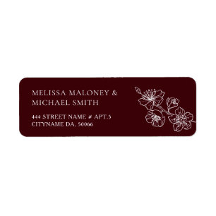 Deep Burgundy Floral Line Art 