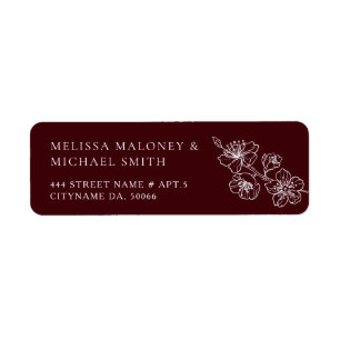 Deep Burgundy Floral Line Art