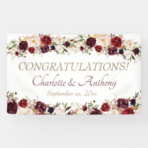 Deep Burgundy Floral Wedding Banner