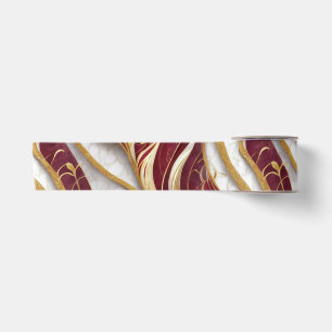Deep Burgundy & Gold Marble Elegant Satin Ribbon