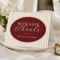 Deep Burgundy Ivory Stripes Oval Old Money Wedding