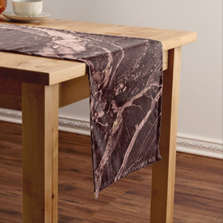 Deep Burgundy Marble Modern Luxury Look Short Table Runner