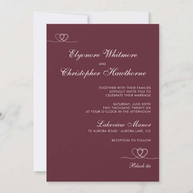 Deep Burgundy Modern Chic Mix and Match Wedding Invitation (Front)