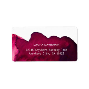 Deep burgundy red watercolor abstract ink wine red label