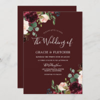 Deep Burgundy Red Wine Blush Floral Wedding