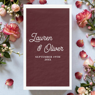 Deep Burgundy Script Minimalist Wedding Napkin