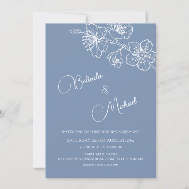 Deep Burgundy White Floral | Photo Wedding Invitation (Front)